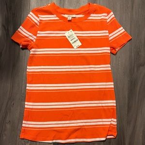 NWT - Style & Co Orange and White Striped Fitted Top